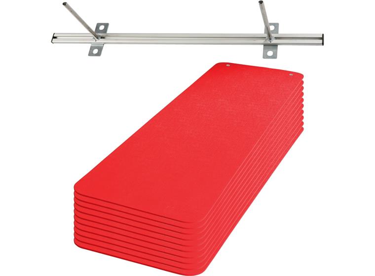 Setti Jumppamatto 180 x 60 x 1 cm 10 punaista mattoa ja seinäteline